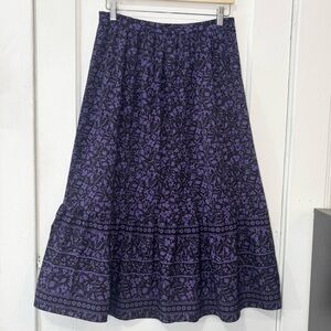 NWT Old Navy & Anna Sui Women's Black/Purple Floral Tiered Midi Skirt, Size M